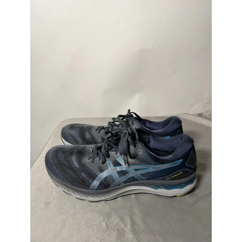 Asics Gel-Nimbus 23 Mens 12.5 Athletic Running Shoes Grey Blue Sneaker